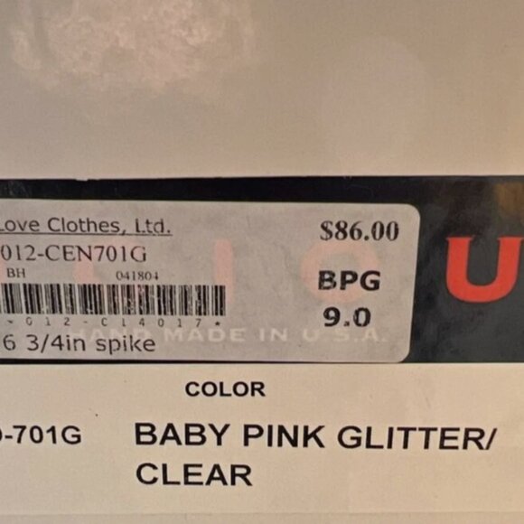 VTG LUCIOUS Centerfold-701G BAby Pink Glitter / Clear 6 3/4 Spike Heels Sz 9 NEW - Picture 13 of 13